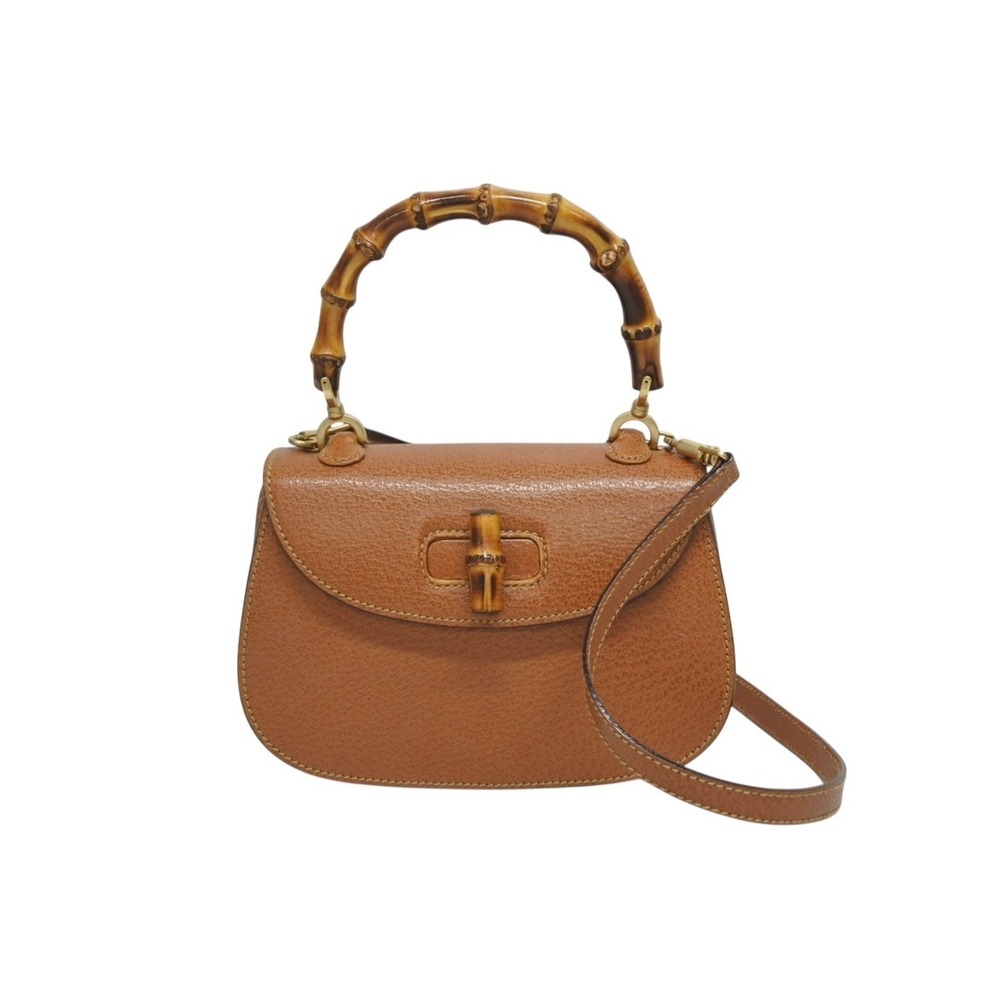 GUCCI Bamboo bag handbag shoulder brown leather - Picture 1 of 10